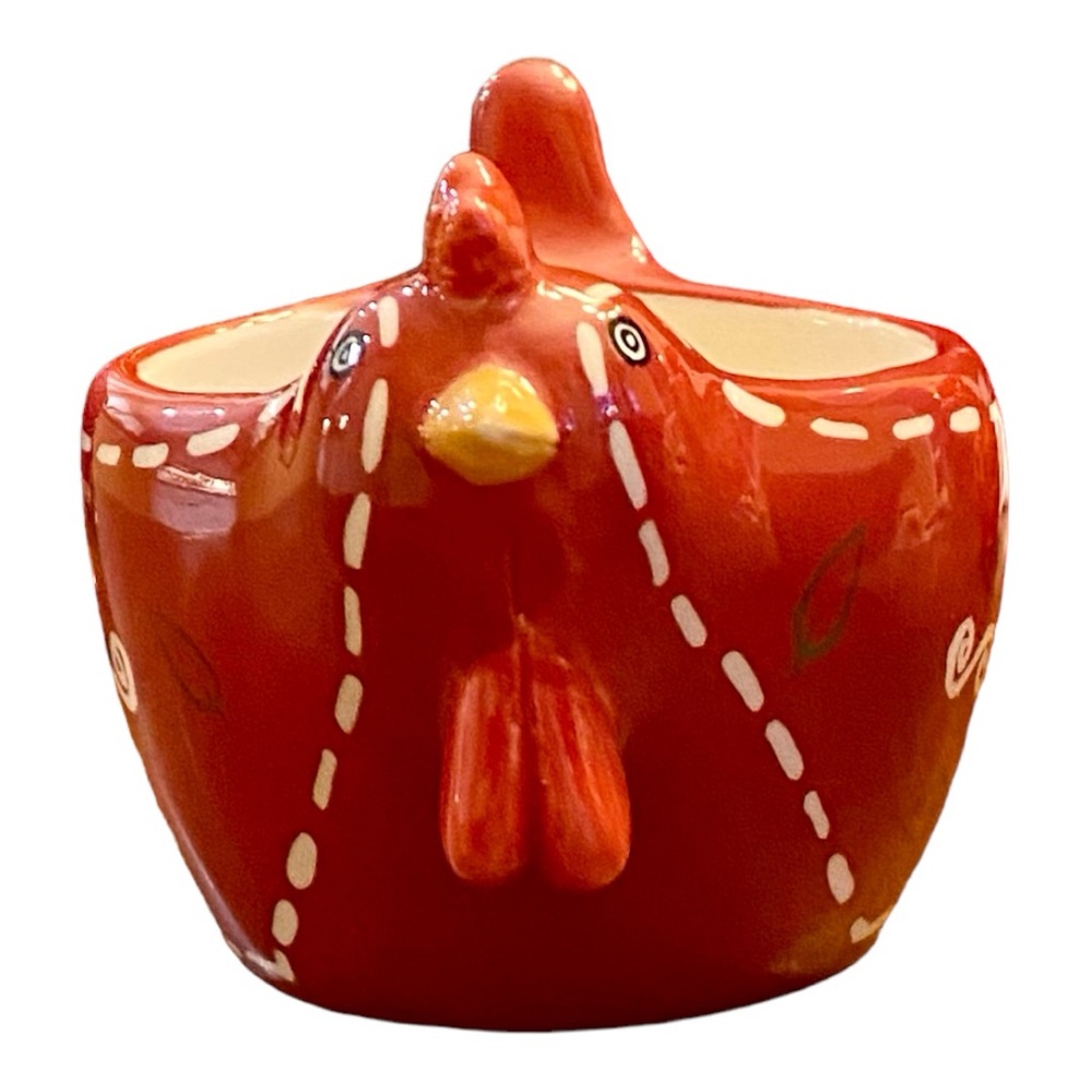 Cute red rooster dish 5” long c 2.5” wide. Like new